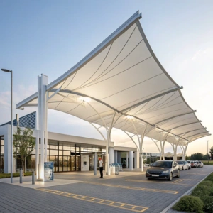 Car parking shelters and commercial entrances</p>
<p>